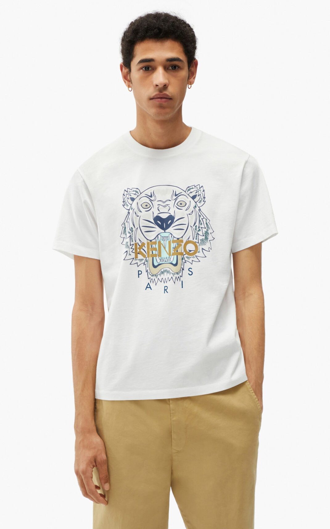 T Shirt Kenzo Tiger Homme Blanche | HQYR-52408